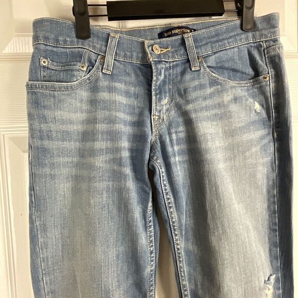 Levis 524 Too Superlow Womens Jeans Size 5M Blue Wash Straight Leg Distressed N - Picture 5 of 12